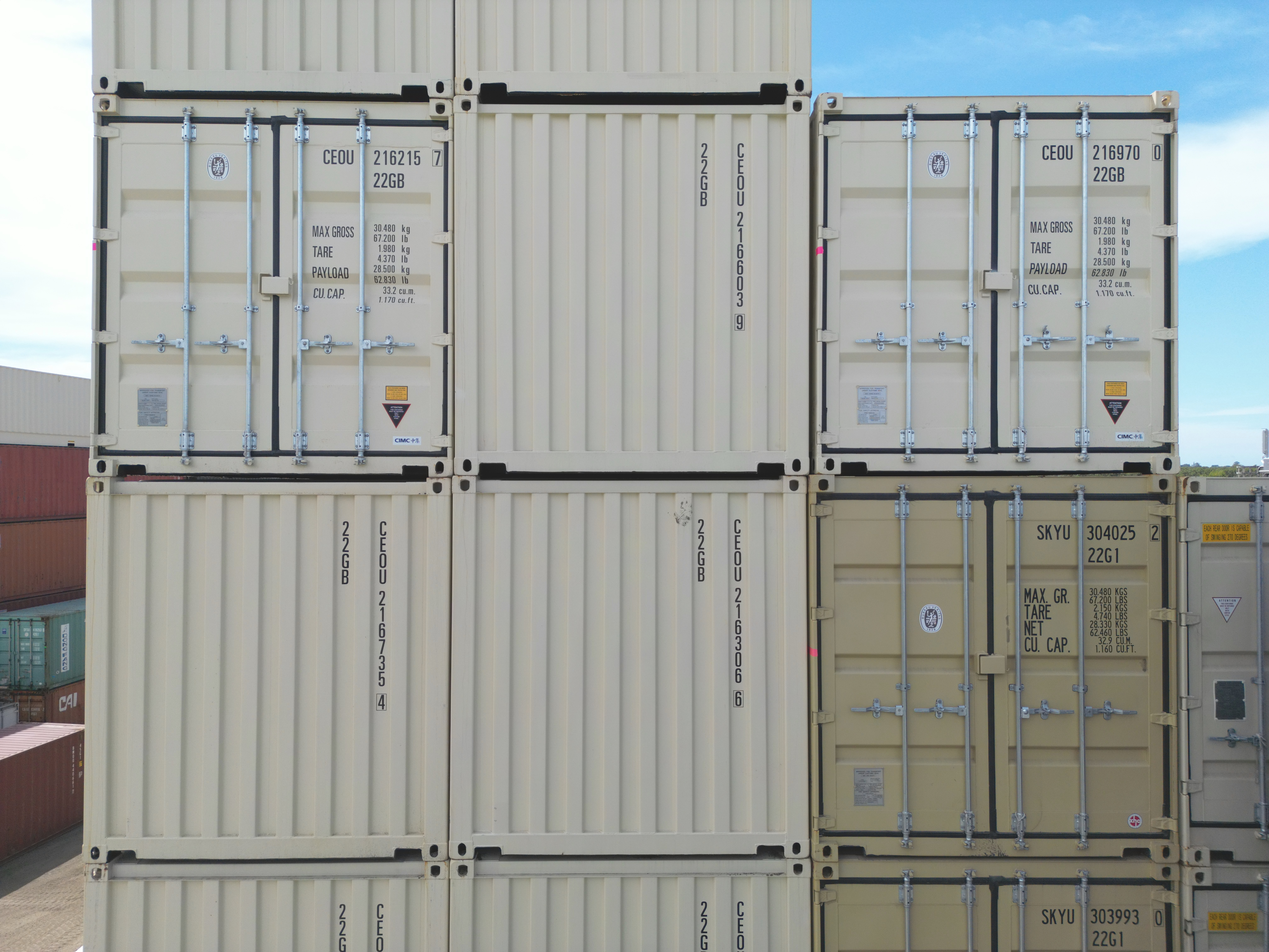 Multiple shipping containers