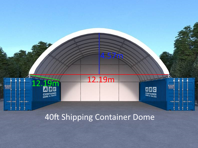 40ft wide shipping container dome dimensions